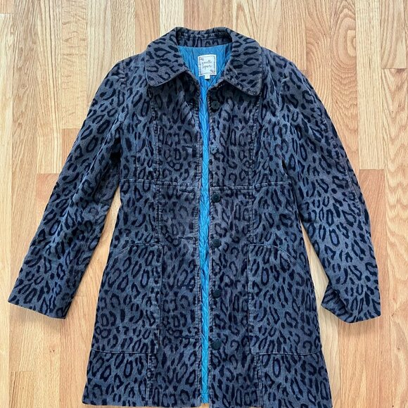 NANETTE LEPORE Grey Animal Print Corduroy Mod Trench Coat sz: 4 Amazing!!! - Picture 1 of 6